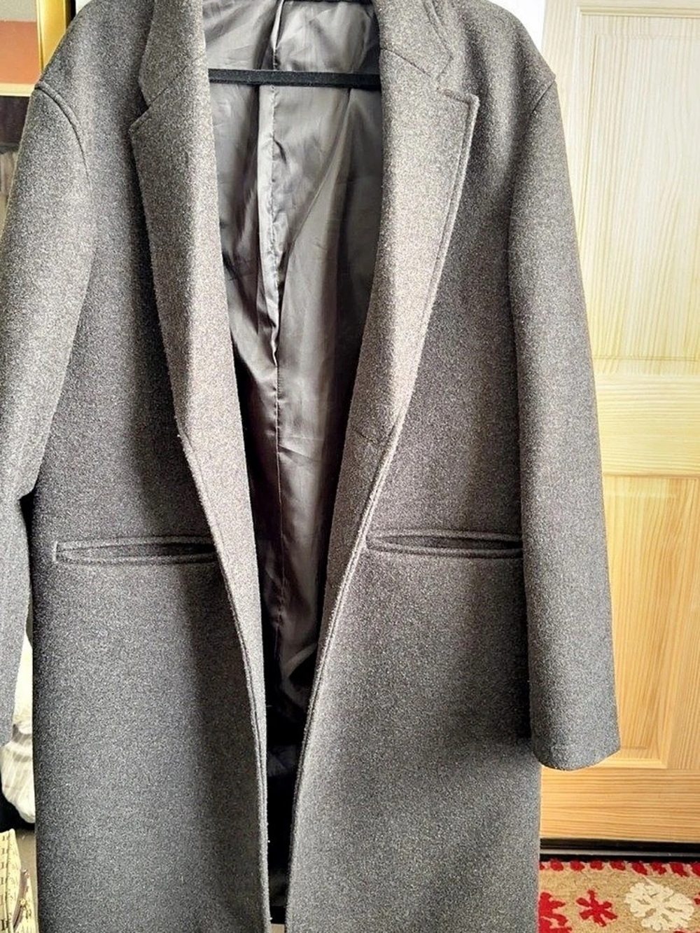ZARA Gray Wool-Style Pea Coat Like New